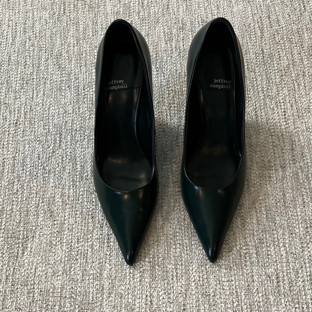 New Anthropologie Jeffrey Campbell Intrigued Heels Dark Green-Size 9.5